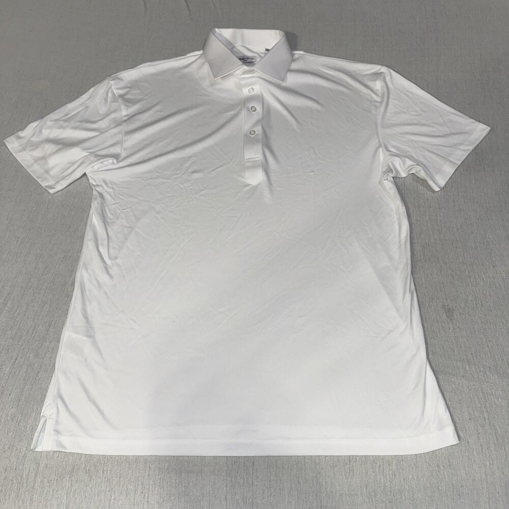 Collars and Co Golf Polo Solid White Large Preppy NWOT